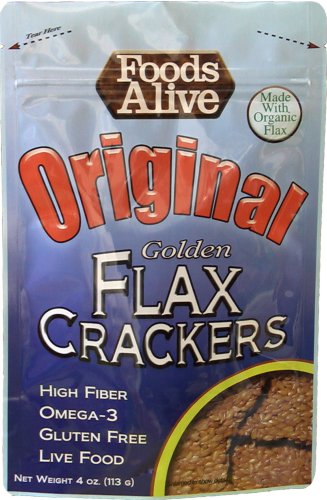 Foods Alive Golden Flax Crackers, Regular, 4-Ounce Pouches (Pack of 6)