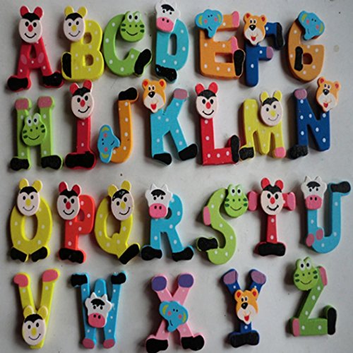 26pcs Wooden Cartoon Alphabet A-Z Magnets Child Educational Toy