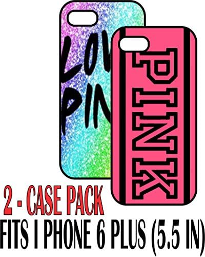 iPhone 6 plus black cases (5.5 in) - Love pink - 2 set - double set - Best gift - pink lovers