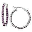 10k White Gold Pink Sapphire w/ Black Rhodium Inside-Out Hoop Earrings