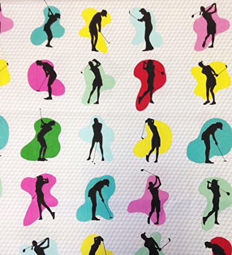 Pre-Cut 1/2 Yard - "A Hole in One!" Colorful Golfers on White Cotton Fabric (Great for Quilting, Sewing, Craft Projects, Throw Pillows & More) 1/2 Yard PreCut x 44"