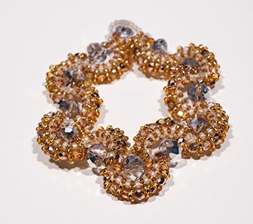 Stunning Handmade Seed Beads Bracelet "Aurum Stellata" with Gold and Silver Genuine Czech Crystals. 1 piece.