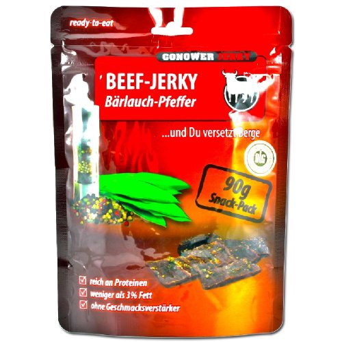 Gut Conow Beef Jerky - Bärlauch Pfeffer, 1er Pack (1 x 90 g Packung)