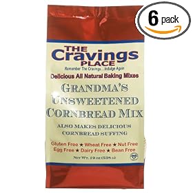 The Cravings Place Grandma's Unsweetened Cornbread Mix, 19-Ounce Bags (Pack of 6)