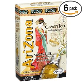 AriZona Green Tea with Ginseng Sugar Free Iced Tea Stix, 0.7-Ounce Boxes (Pack of 6) by Arizona