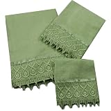 Jenny Sage Green 3 Piece Towel Set - Bath Towel, Hand Towel, Wash Cloth by Beatrice