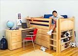 Maxtrix Kids Maxtrix Bedroom Series Twin Box Low Loft Bed with Desk, Dresser, and Bookcase Bedroom S