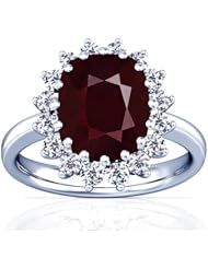 14K White Gold Cushion Cut Ruby Ring With Sidestones (GIA Certificate)