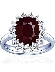18K White Gold Cushion Cut Ruby Ring With Sidestones (GIA Certificate)