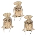 Cream Mercury glass votive in bag S/3