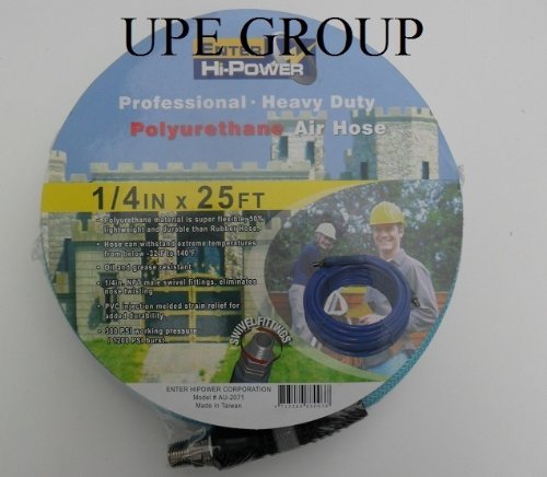 1/4" x 25 ft AIR COMPRESSOR HOSE POLYURETHANE 300 psi for air tool 1/4" fittings FOR AIR TOOLS