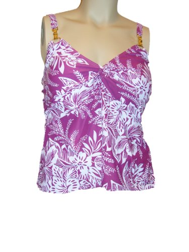 Womens Plus Size C - D and Dd Coco Reef Tankini Swimsuit Top - Halter Twist Bra - Underwire - Plum product image