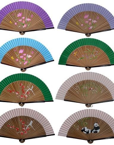 Silk Fans and parasols - 1 Piece/Set Hand Fans Garden Theme / Floral Theme Pink / Green / Blue(Random ColorName)