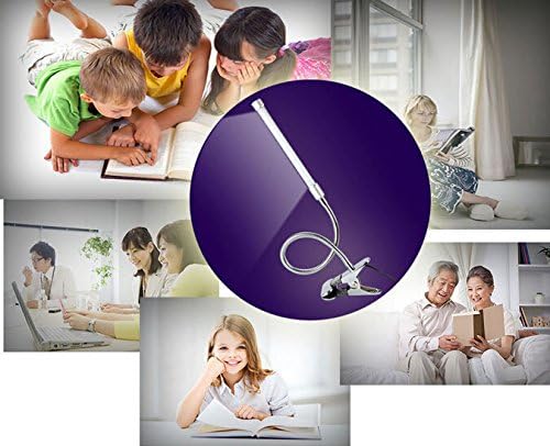 Archie Benson Portable Rechargeable LED Flex Neck Clip-On Table Desk Light Lamp with Touch-Sensitive Control Panel,Adjustable Dimmable Table Desk Lamp Light (Black)