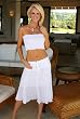 Beachwear Cover up Skirt: Very Flattering White Gauze pull on Skirt