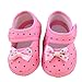 DZT1968® Baby Girl Cloth Soft Sole Round Dot Prewalker Mary Jane Shoes with Bowknot (12~18 Months, Pink)