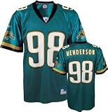 John Henderson Jersey: Reebok Teal Replica #98 Jacksonville Jaguars Jersey - Small