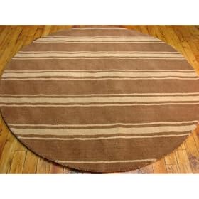 5'10 x 5'10 Brown Hand Tufted Wool Gabbeh Round Rug