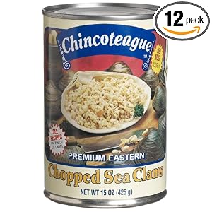 Chincoteague Seafood Chopped Sea Clams, 15-Ounce Cans (Pack of 12) by Chincoteague Seafood