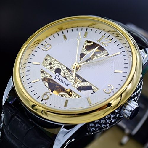 Men Classic Leather Band Automatic Self Wind Skeleton Mechanical Watch Sports Wrist Watch