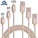 Atill Lightning to USB Cable 3Pack 3FT 6FT 10FT Nylon Braided Sync Charging Cord for iPhone 7/7 plus, 6/6s/6 plus/6s plus, 5c/5s/5/SE, iPad Air/Mini, iPod Nano/Touch (Gold )