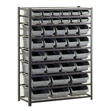 Sandusky Lee UR4416BIN36 Black Zinc Steel Bin Shelving Unit with 36 Storage Bin, 57" Height x 44" Width x 16" Depth