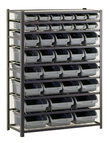 Sandusky Lee UR4416BIN36 Black Zinc Steel Bin Shelving Unit with 36 Storage Bin, 57