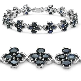 14.00 Carat Genuine Sapphire Silver Bracelet by JewelzDirect