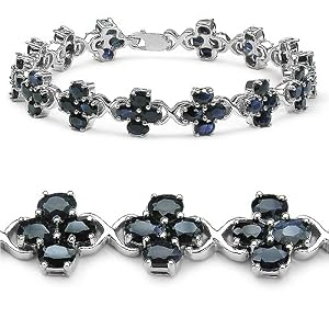 14.00 Carat Genuine Sapphire Silver Bracelet by