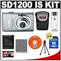Canon PowerShot SD1200 IS Digital ELPH Camera (Light Gray) + 4GB SD Card + Case + NB-6L + Accessory Kit