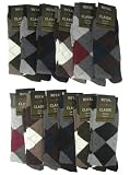 Royal Classic Mens Argyle Dress Casual Socks Cotton Blend Assortment Variety. 12 Pair. 10-13.