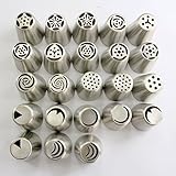 TANGCHU Russian Piping Tips 23PCS/SET Stainless Steel Large Size Icing Syringe Set DIY Coupler Nozzle