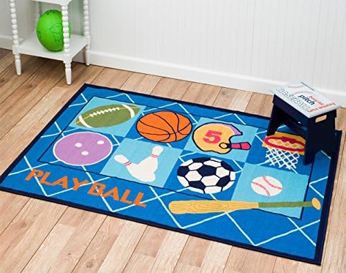 Sports Play Ball Kids Play Rug ,Educational Rug ,Boys Rugs Girls Rugs ,Activity Paly Area Rugs (4x6 actual is 3'.10'' x 5'.6'')