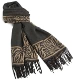 V Fraas Women's Cashmink Zebra Border Wrap,Camel,20x80