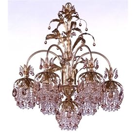 Schonbek 1267-26AM French Gold Amber Rondelle Crystal Seven Light Down Lighting Colored...
