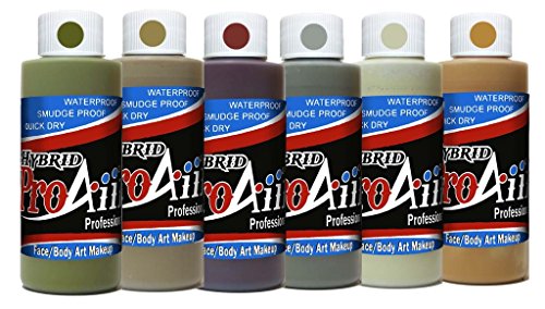 Face Painting Makeup - ProAiir Waterproof Makeup - Set of 6 Ghoulish Zombie Colors