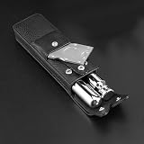 51gBrNrHTdL. SL160  Cigar Cutter, Flask, Cigar Holder, Stainless Steel & Black Leather Case,