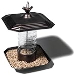 Strathwood Iron and Ribbed Glass Bird Feeder with Java Black Finish
