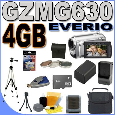 JVC Everio GZ-MG630 60GB Hard Drive HDD w/40x Optical Zoom Digital Camcorder (Silver) BigVALUEInc Accessory Saver 4GB BP823 Battery/Rapid Charger Filter Kit Bundle