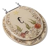 Comfort Seats C1B6R9-SHCH Acrylic Toilet Seat with Chrome Hinges, Round, Seahorse