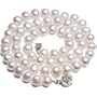 White 6-7mm AAA Cultured Pearl Strand Princess Necklace w. Platinum Overlay CAREFREE Sterling Silver Rose Clasp 18" (LS1R2)