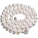 White 7-8mm AAA Cultured Pearl Strand Choker Necklace w. Platinum Overlay CAREFREE Sterling Silver Rose Clasp 16" (LS1R2)