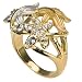 Triple Maple Leaves Gold Silver Tone Cubic Zirconia Fashion Ring