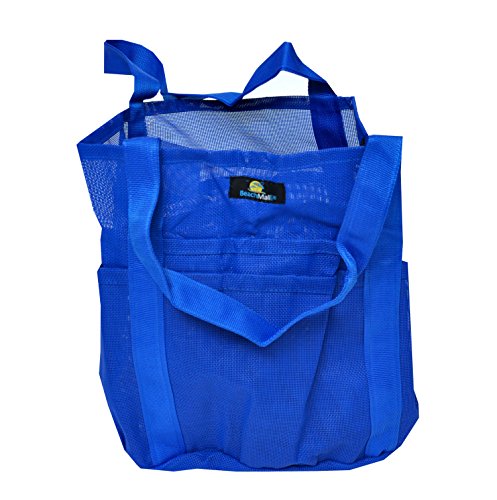 Deluxe Large Mesh (Heavy Duty) Beach Gym Tote Bag with Carabiner Hook