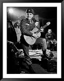Elvis Presley Sporting Army Cap and Battle Fatigues as He Plays Guitar During 7 Weeks of Training Framed Art Poster Print by Loomis Dean, 39x49