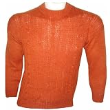 NEW ARRIVAL PERUVIAN ALPACA WOOL WOMENS SWEATER CREWNECK WITH DESIGN BRICK MEDIUM WARM & SOFT