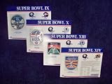 1970s Pittsburgh Steelers 1st 4 Super Bowl Champions Patch 1974 1975 1978 1979 Willabee Ward Patch and Stat Panel Card