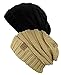 NYFASHION101 Oversized Baggy Slouchy Thick Winter Beanie Hat - 2 Pack, Black/Gold