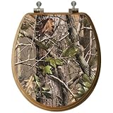 TOPSEAT 3DBMNICAM 3D Toilet Seat Realtree ® Camouflage Round Nickel Metal Hinges Wood Bamboo