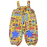 Kids Foret（キッズフォーレ） ポップな総柄お砂場遊び着 サロペットタイプ　B81811 (90cm, イエロー（電車柄）)